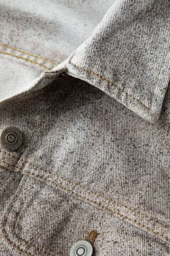 Distressed Flap Pocket Collared Denim Jacket