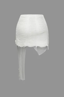 Distressed Halter Cami Top And Asymmetrical Mini Skirt Set
