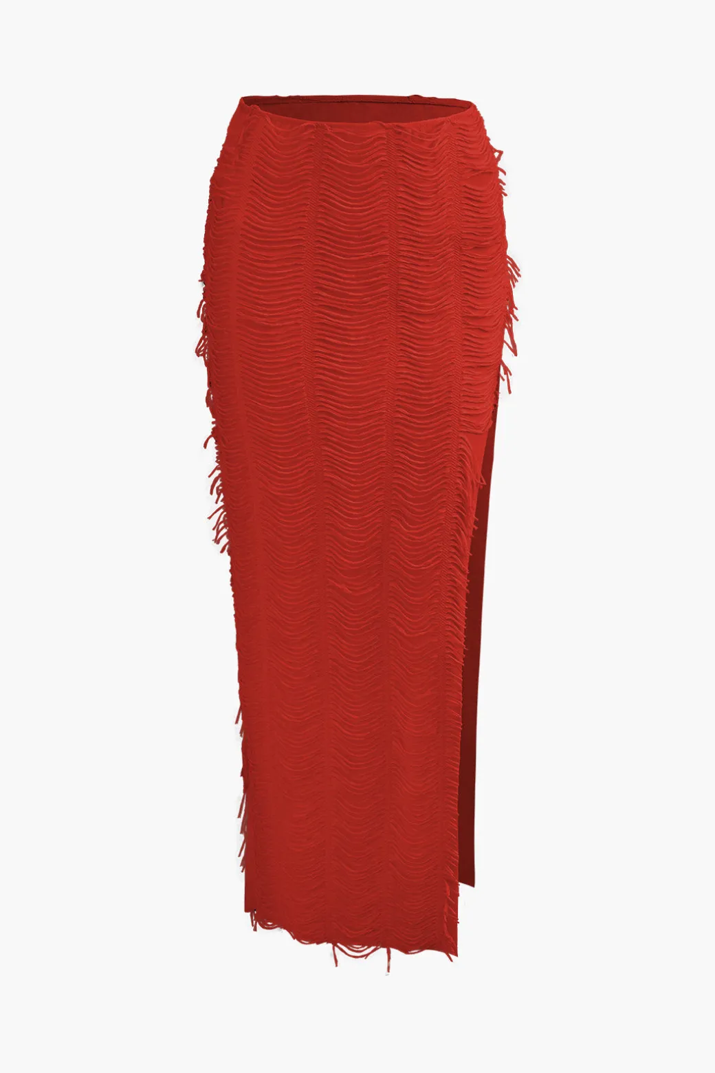 Distressed V-neck Cap Sleeve Crop Top And Slit Maxi Skirt Set