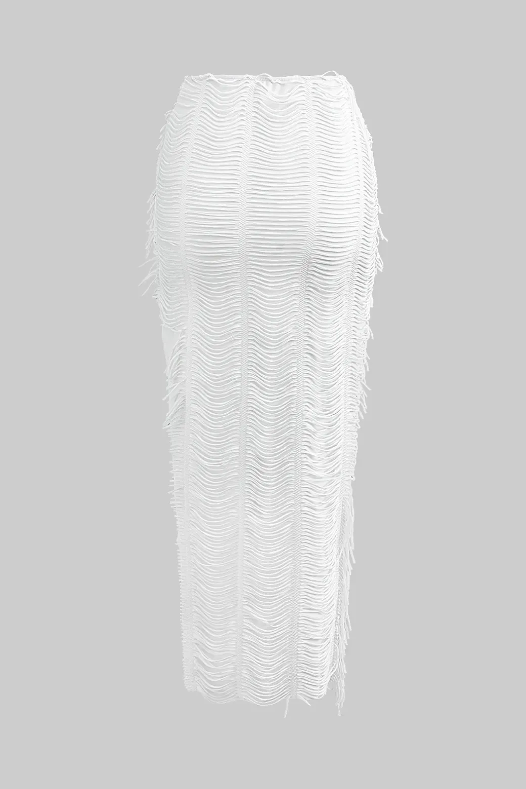 Distressed V-neck Cap Sleeve Crop Top And Slit Maxi Skirt Set