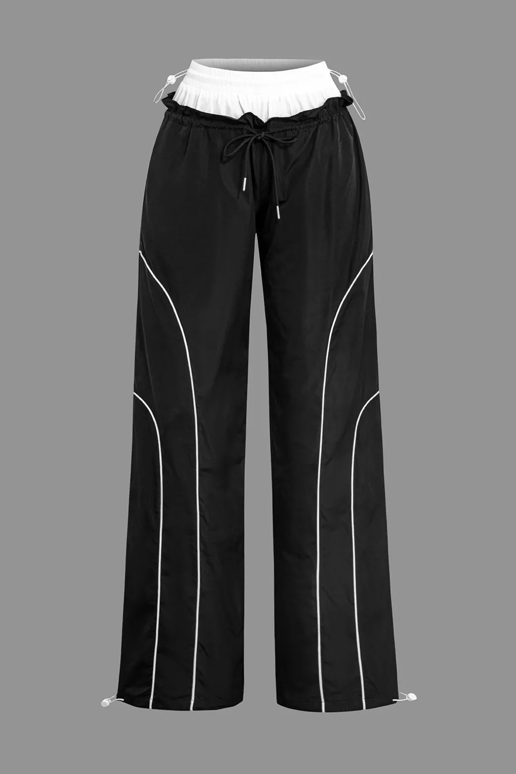 Double Waistband Color Block Trousers