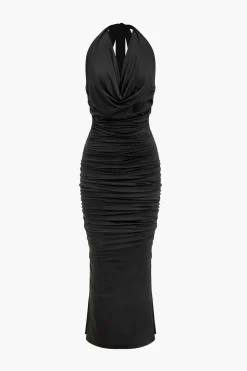Draped Cowl Neck Sleeveless Maxi Dress