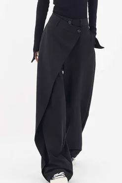 Draped Wrap Straight Leg Suit Pants