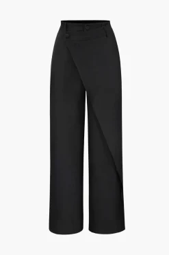Draped Wrap Straight Leg Suit Pants