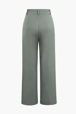 Draped Wrap Straight Leg Suit Pants
