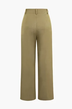 Draped Wrap Straight Leg Suit Pants