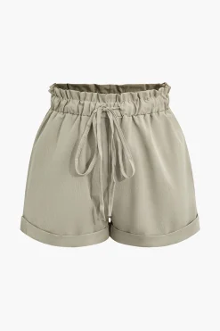 Drawstring Rolled Hem Shorts