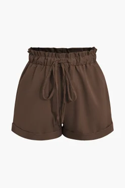 Drawstring Rolled Hem Shorts