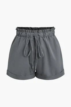 Drawstring Rolled Hem Shorts