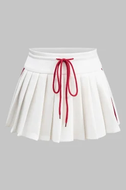 Drawstring Ruched Patchwork Skirt