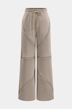 Drawstrings Zipper Wide Leg Trousers