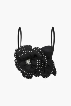 Embellished Floral Appliqué Bustier Top