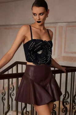 Embellished Floral Appliqué Bustier Top