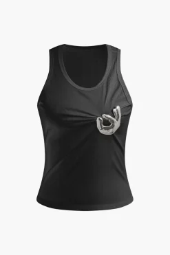 Embellished Ruched Tank Top