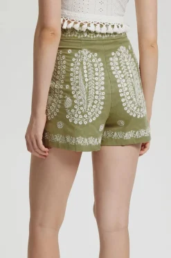 Embroidered High-Waist Shorts