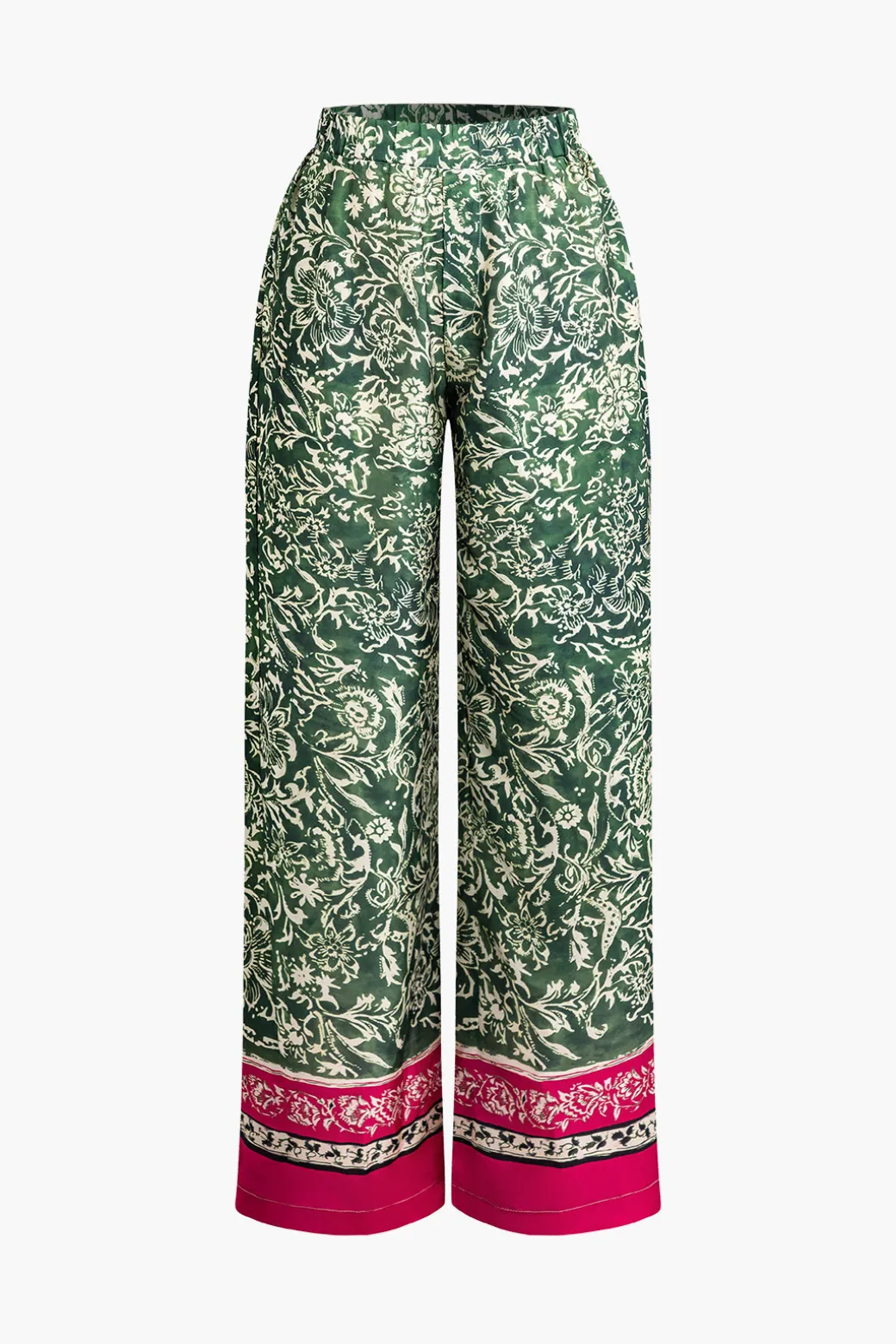 Ethnic Floral Print Wide Leg Pants