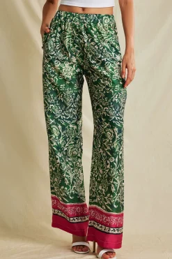 Ethnic Floral Print Wide Leg Pants