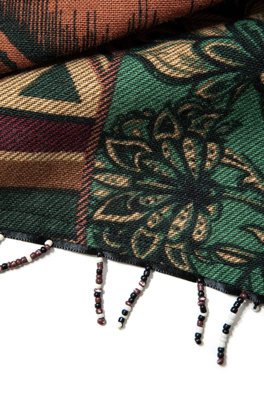 Ethnic Pattern Beaded Fringe Mini Skirt