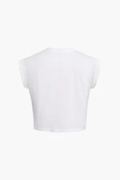 Eye Look Graphic Knot Hem T-Shirt