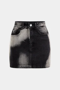 Faded Denim Pocket Button Skirt