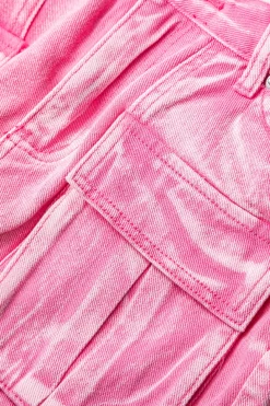 Faded Flap Pocket Cargo Denim Mini Skirt