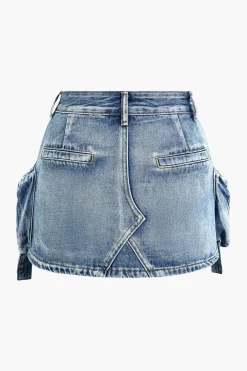 Faded Pocket Denim Mini Skirt