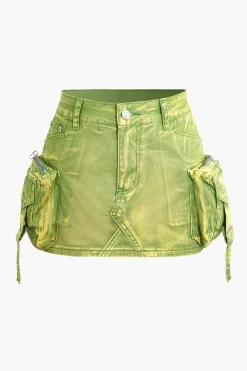 Faded Pocket Denim Mini Skirt