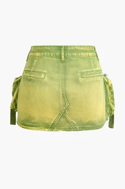 Faded Pocket Denim Mini Skirt