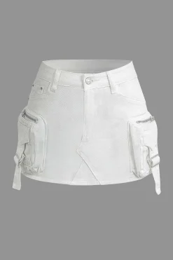 Faded Pocket Denim Mini Skirt
