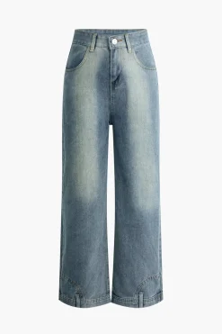 Faded Wide Leg Jeans