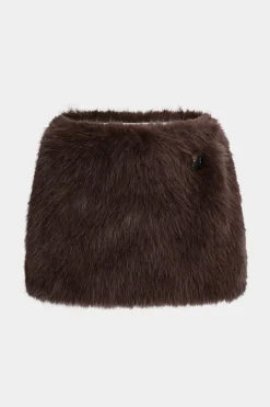 Faux Fur Button Mini Skirt