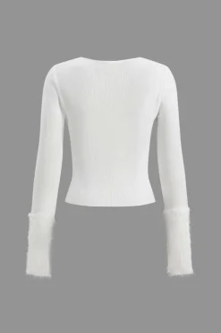 Faux Fur Patchwork Long-Sleeve Top
