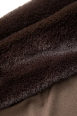 Faux Fur Trim Off Shoulder Midi Dress