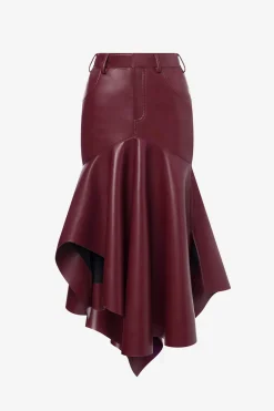 Faux Leather Asymmetrical Skirt