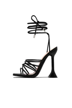 Faux Leather Buckle Square High Heels