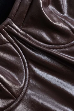 Faux Leather Bustier Sleeveless Bodysuit