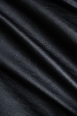 Faux Leather Button Belted Jacket