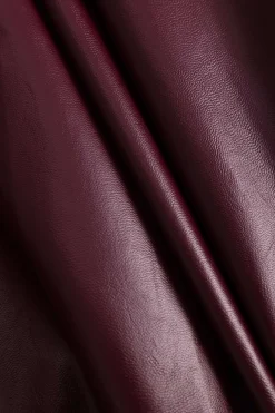 Faux Leather Button Fake Pockets Coat