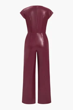 Faux Leather Button Jumpsuit