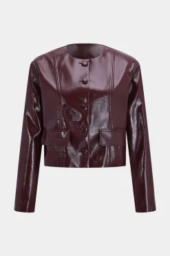 Faux Leather Buttoned Pocket Jacket
