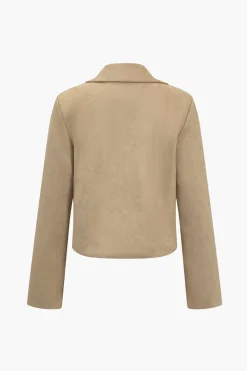 Faux Leather Collar Pocket Jacket