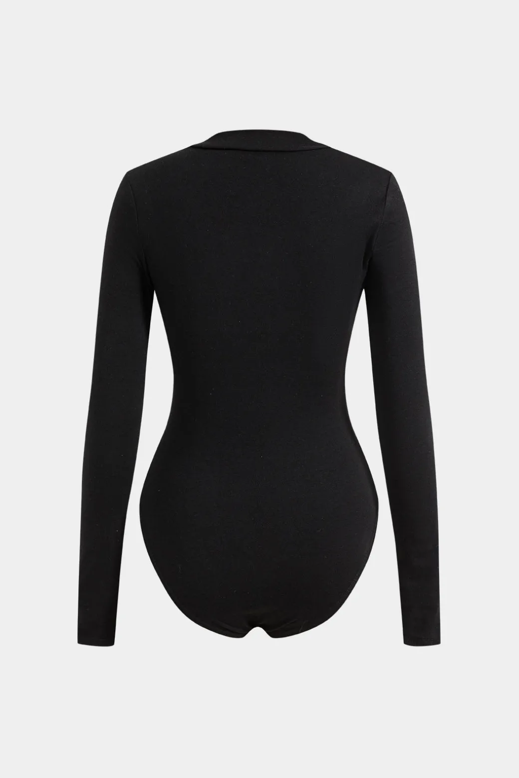 Faux Leather Crossed V-Neck Long Sleeve Bodysuit