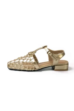Faux Leather Cut Out Square Toe Low Heel Sandals