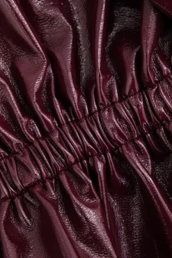 Faux Leather Drawstring Pocket Jacket