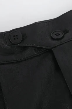 Faux Leather Elastic Waistband Straight Leg Pants