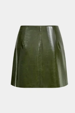 Faux Leather Fake Pockets Skirt