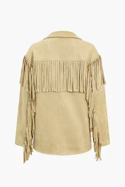Faux Leather Fringe Jacket