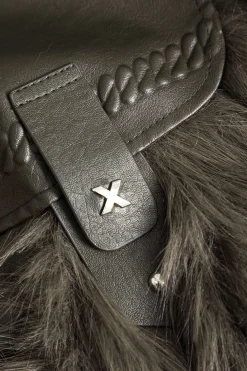 Faux Leather Fur Patchwork Coat