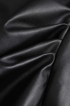 Faux Leather High Waist Ruched Skirt
