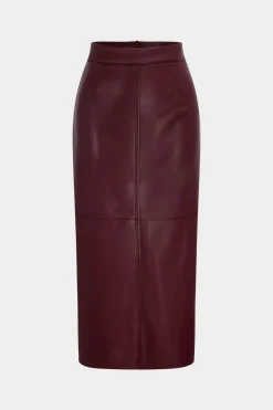 Faux Leather High Waist Split Skirt